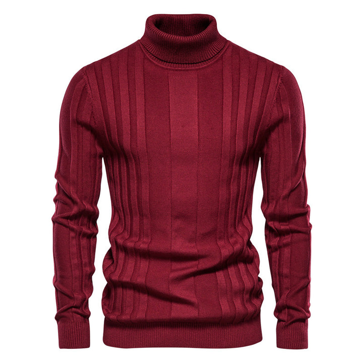 Herren Strickpullover mit hochgeschlossenem Kragen und eleganter Rippstruktur Echoarchiv