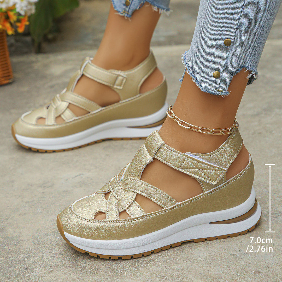 Damen Geschlossene Plateau-Sport-Sandalen mit geflochtenen Riemen und Klettverschluss – Sorelia