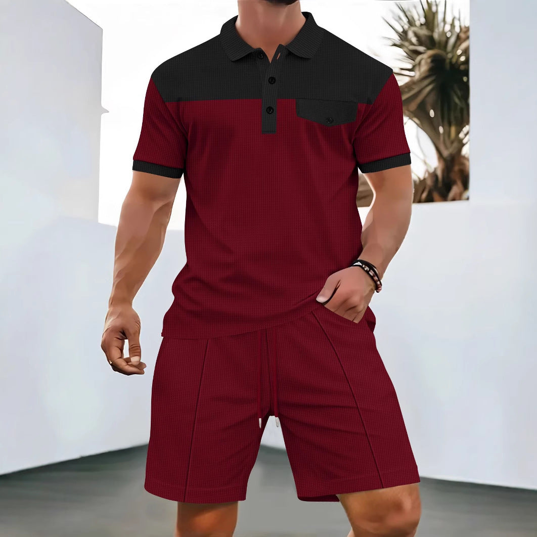 Herren Poloshirt und Shorts Set mit modischem Karomuster Echoarchiv