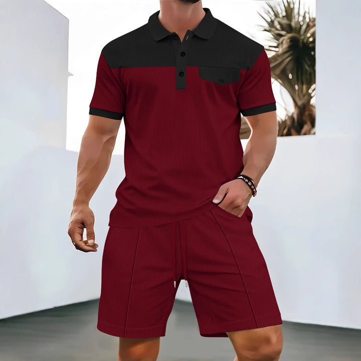 Herren Poloshirt und Shorts Set mit modischem Karomuster Echoarchiv