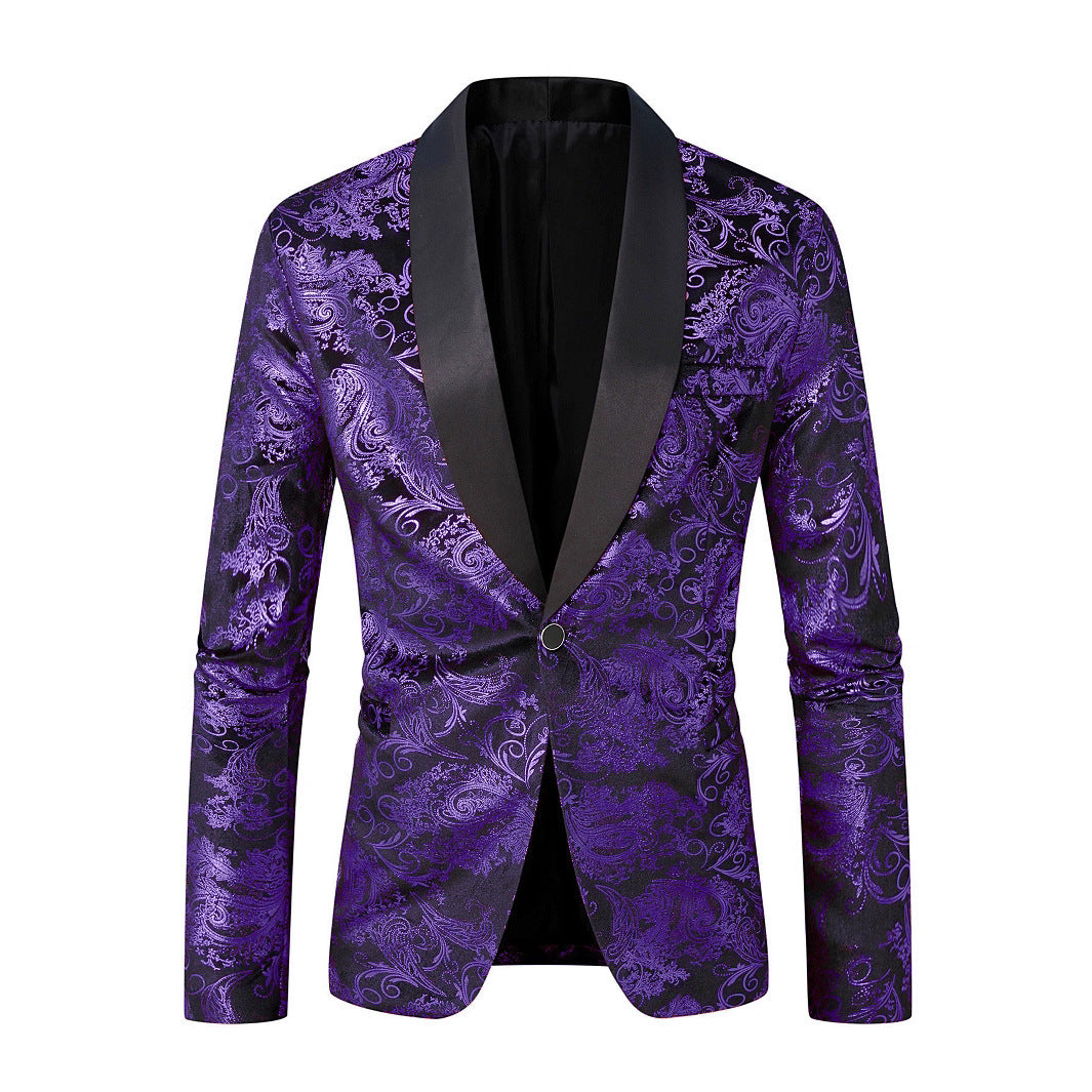 Herren eleganter Pailletten Blazer mit floralem Muster Echoarchiv