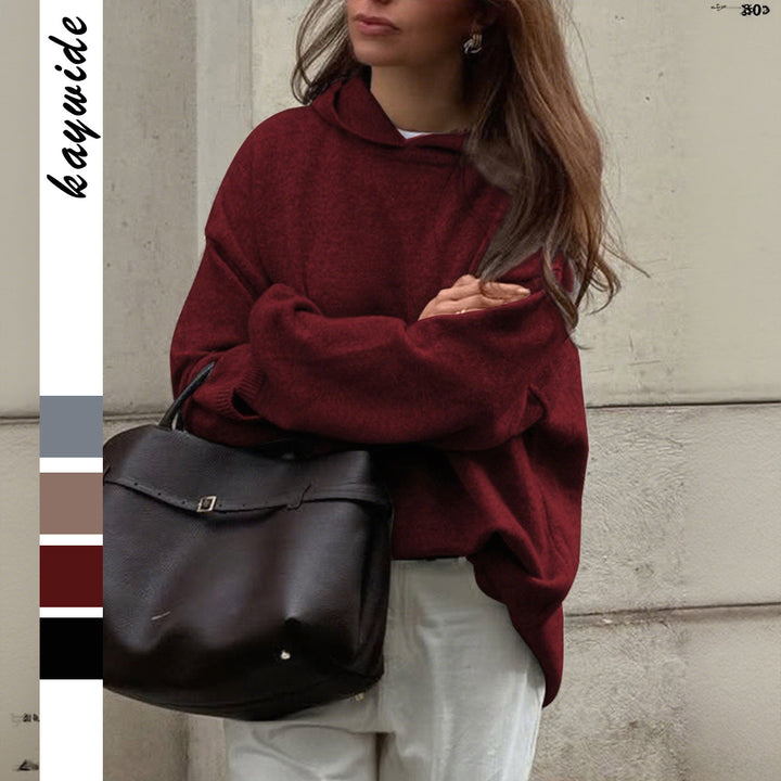 Damen Oversize-Polo-Feinstrickpullover mit umgelegtem Kragen und Raglanärmeln – Mavelle