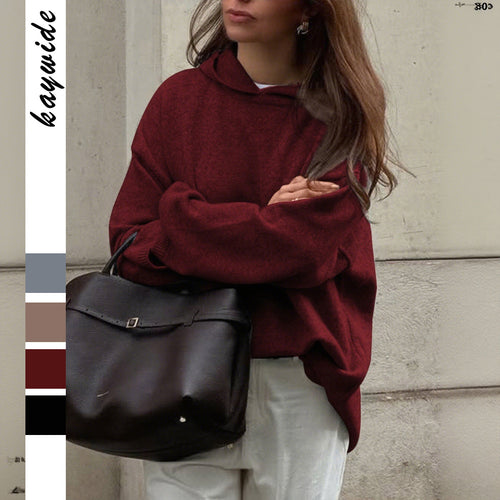 Damen Oversize-Polo-Feinstrickpullover mit umgelegtem Kragen und Raglanärmeln – Mavelle