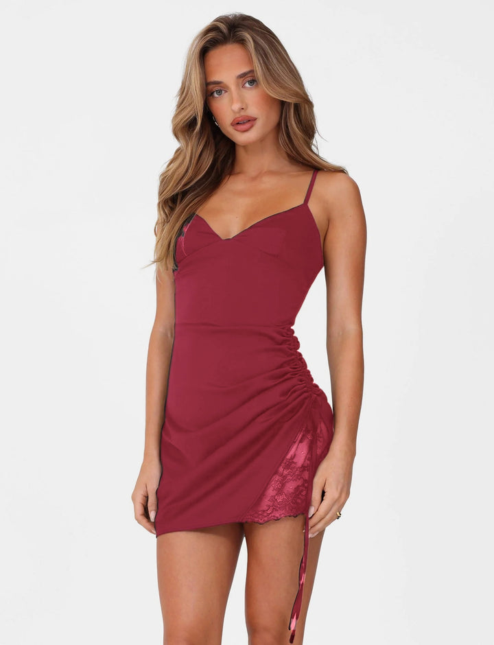 Damen Minikleid mit raffinierten Rüschendetails und verführerischem Spitzenansatz Echo Archiv