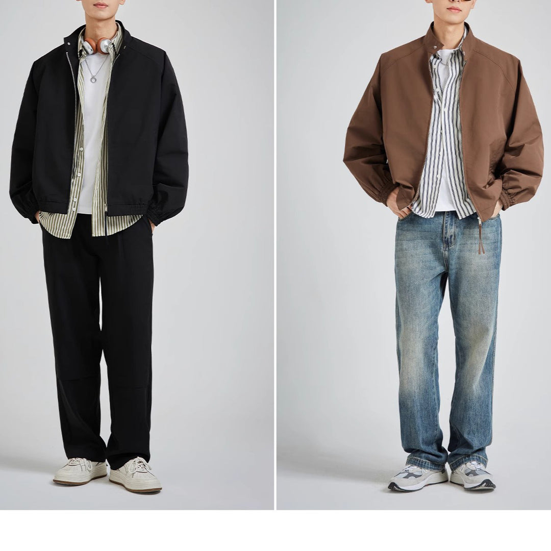 Herren leichte oversized Bomberjacke mit Stehkragen und elastischen Bündchen Echoarchiv