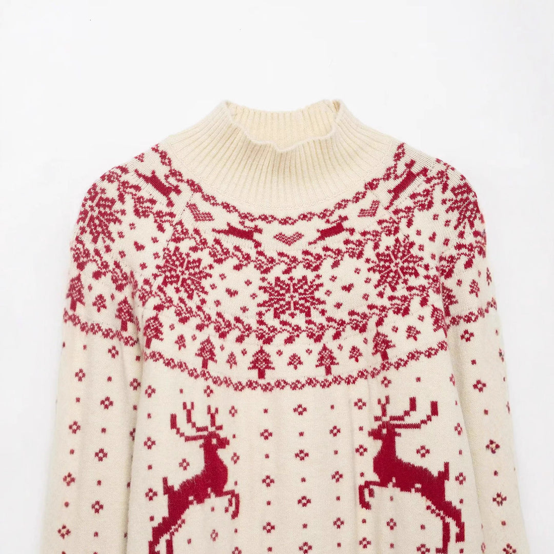 Damen nan weicher Norweger-Feinstrick-Pullover mit hohem Rollkragen und gestepptem Fair‑Isle-Motiv Echo Archiv