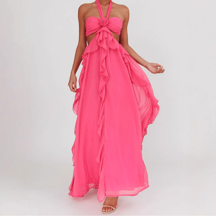 Damen Maxikleid mit Rüschen und Bandeau-Ausschnitt Echo Archiv