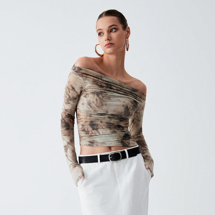 Damen Elegantes Oberteil mit Offshoulder-Passform und drapiertem Design Echo Archiv