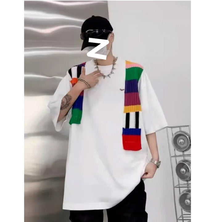 Unisex Oversized T-Shirt mit buntem Strickdetail Echoarchiv