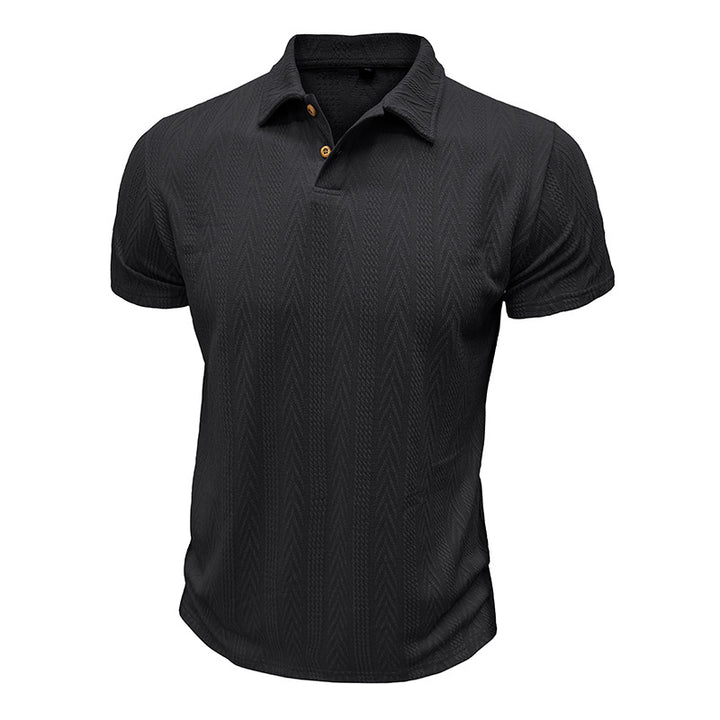 Herren Poloshirt mit strukturiertem Gewebemuster und knöpfbarem Kragen Echoarchiv