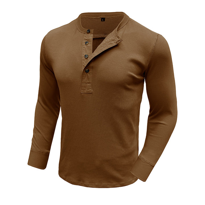 Herren Langarm-Henley-Shirt mit modischer Knopfleiste Echoarchiv