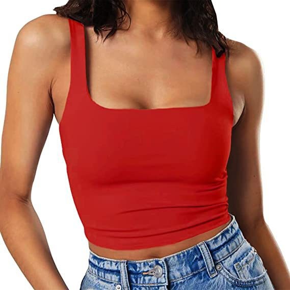 Damen Crop-Top mit quadratischem Ausschnitt und schmalem Schnitt Echo Archiv