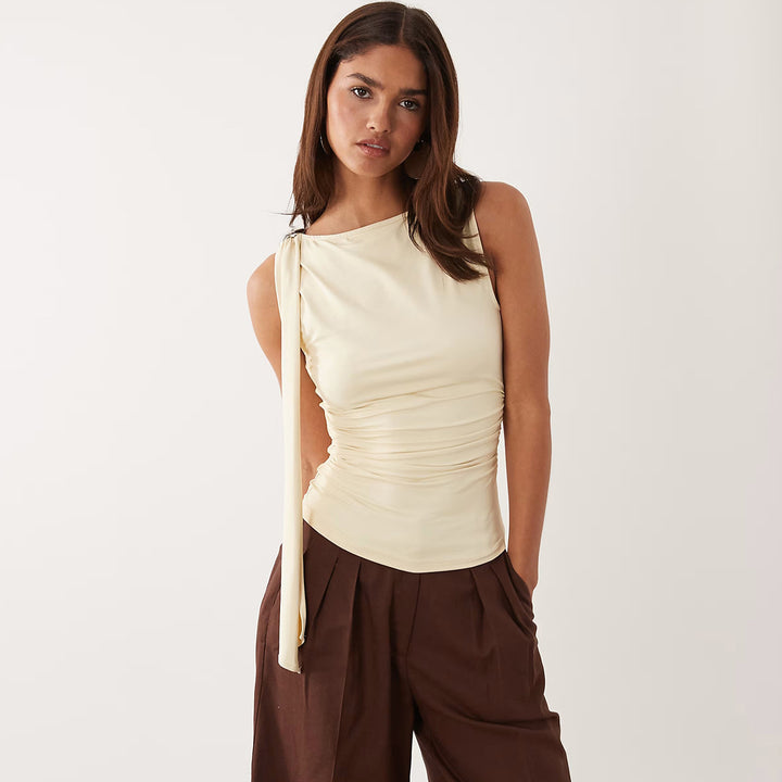 Damen elegantes Raffungskleid mit dekorativem Schulterband Echo Archiv