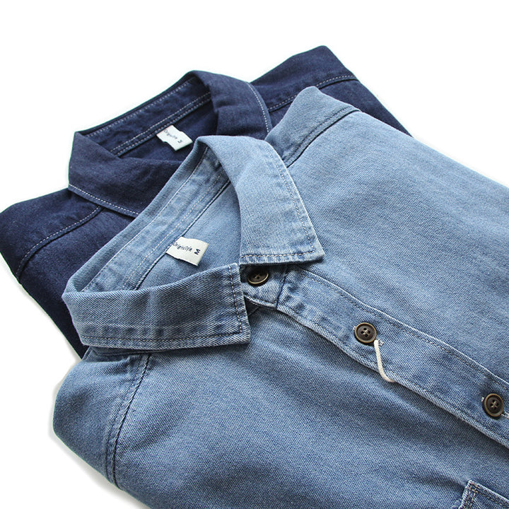 Herren Denim-Worker-Hemdjacke mit Brusttaschen und lockerer Passform Echoarchiv