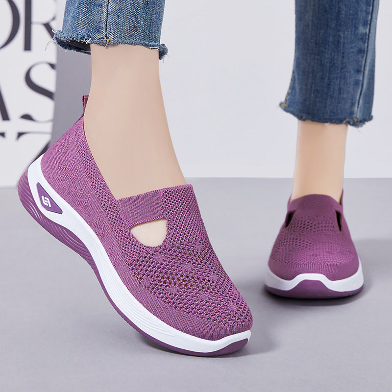 Damen nan leichter gestrickter Slipper-Sneaker mit elastischem Mittelriemen und ergonomischer Memory-Komfortsohle Echo Archiv