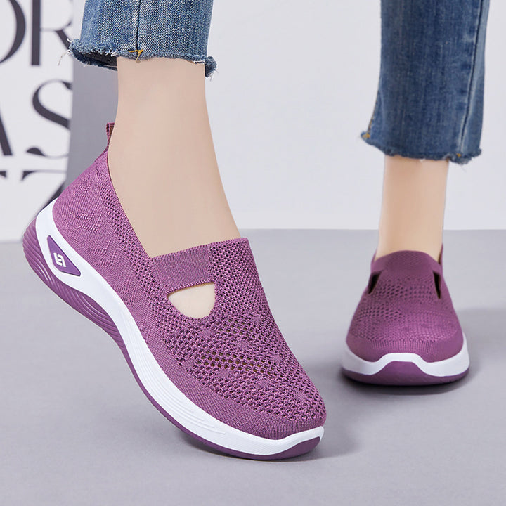 Damen nan leichter gestrickter Slipper-Sneaker mit elastischem Mittelriemen und ergonomischer Memory-Komfortsohle Echo Archiv