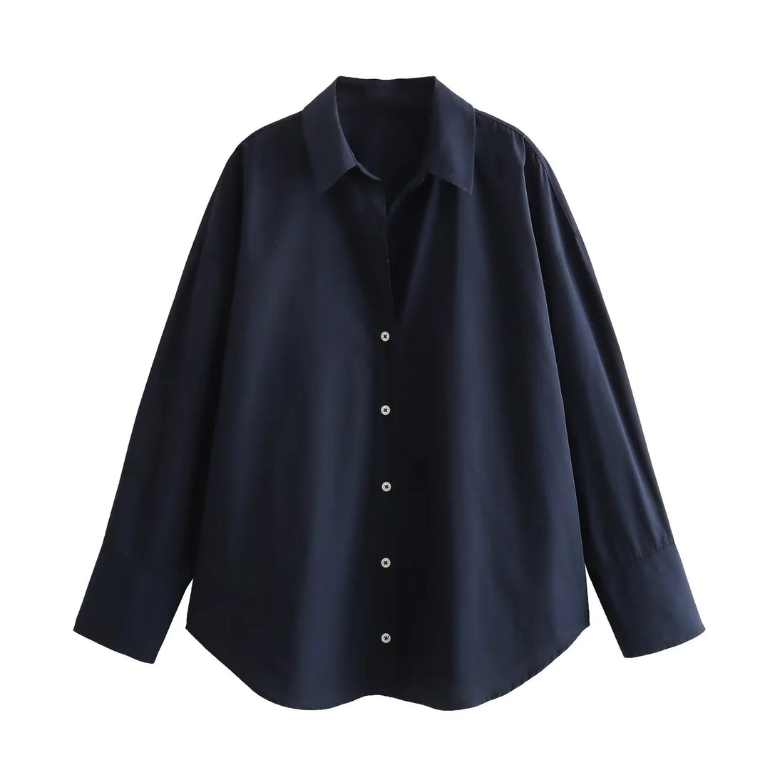 Damen Oversize-Hemdbluse mit überschnittener Schulter und klassischer Knopfleiste Echo Archiv