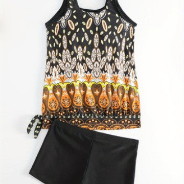 Damen Tankini-Set mit buntem Muster und bequemen Badeshorts Echo Archiv