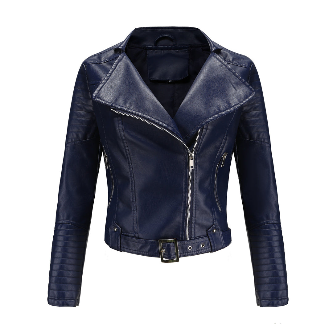 Damen nan kurz geschnittene Motorradjacke in Biker-Optik mit asymmetrischem Reißverschluss und gesteppter Ärmelpartie Echo Archiv