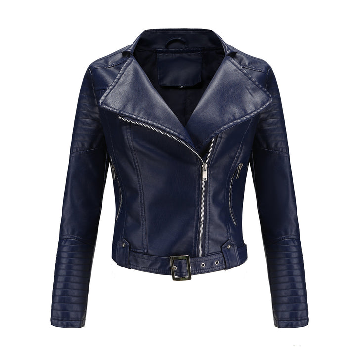 Damen nan kurz geschnittene Motorradjacke in Biker-Optik mit asymmetrischem Reißverschluss und gesteppter Ärmelpartie Echo Archiv