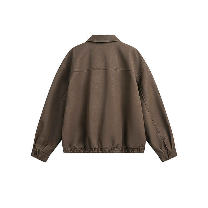 Unisex Boxy-Blousonjacke mit durchgehendem Metallreißverschluss und Hemdkragen Echoarchiv