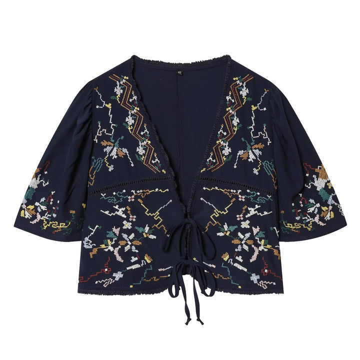 Damen kurze Bluse mit Platz für elegantes Binden Echo Archiv