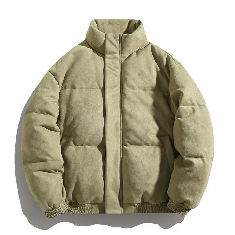 Unisex Gefütterte Velours-Pufferjacke im Boxy‑Schnitt mit hohem Kragen und verdecktem Reißverschluss Echo Archiv