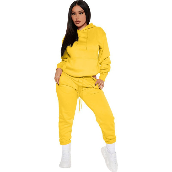 Damen zweiteiliges Lounge-Set mit Kapuzenpullover und High-Waist Jogginghose aus weichem French Terry – Avérine