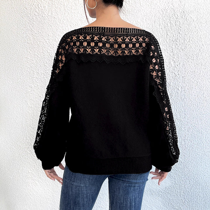 Damen Elegantes Strickoberteil mit raffinierten Spitzenärmeln Echo Archiv