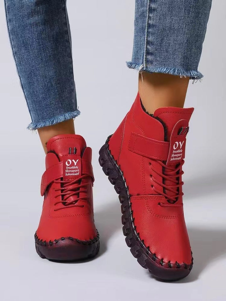 Damen nan knöchelhohe Freizeitboots mit Klettverschluss, elastischer Schnürung und markanter Profilsohle Echo Archiv