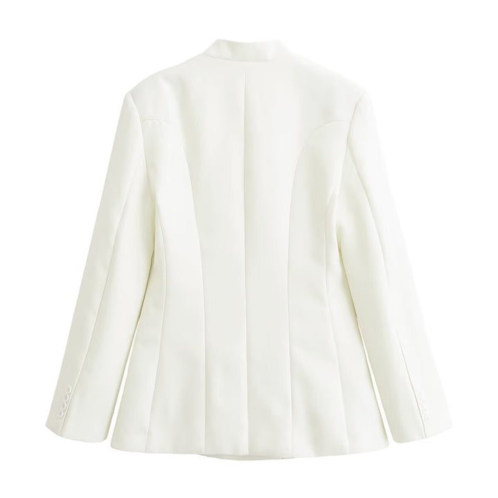 Damen Taillierte Blazer‑Jacke mit Stehkragen, asymmetrischer Knopfleiste und Eingrifftaschen Echo Archiv