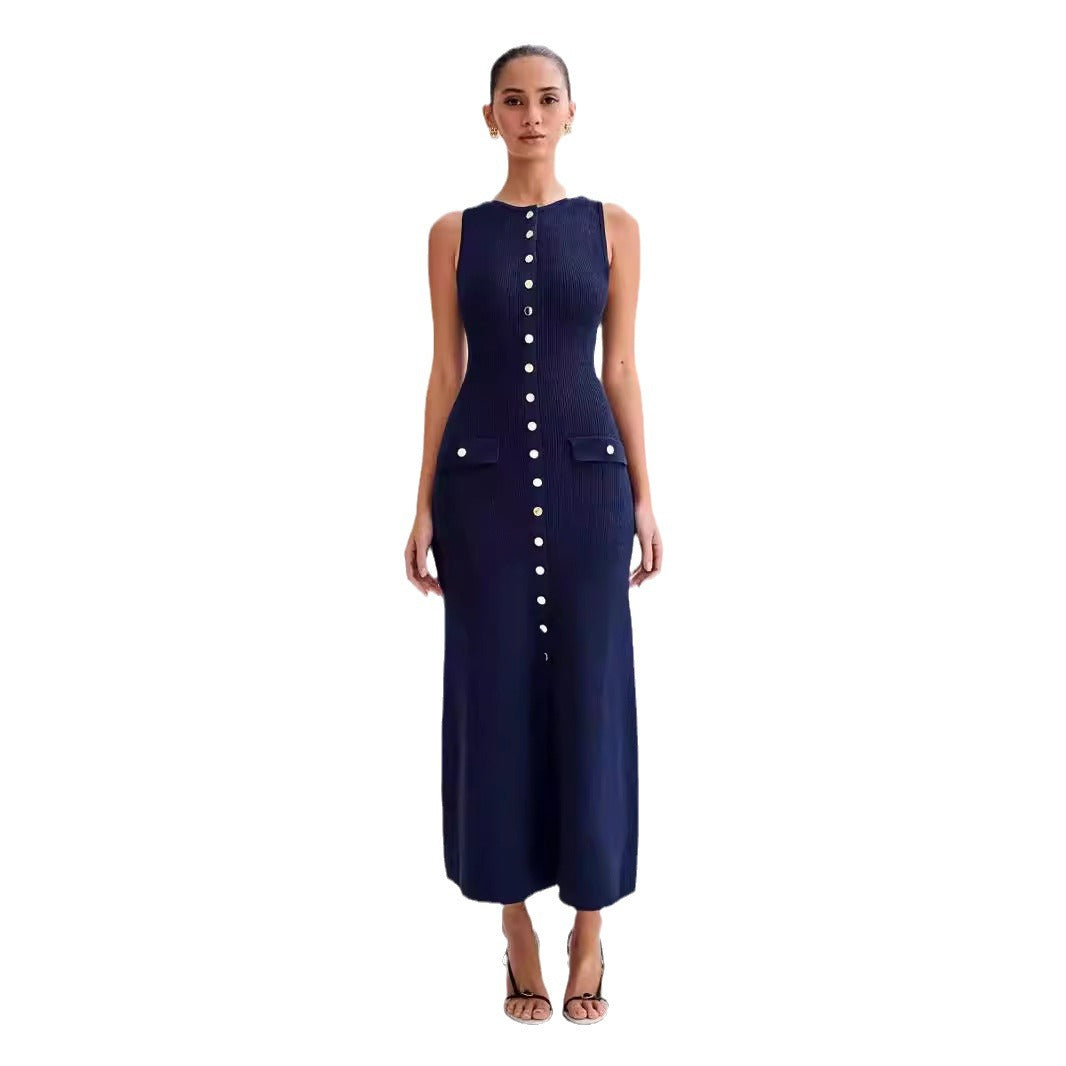 Damen Strick-Maxikleid mit durchgehendem Knopfverschluss Echo Archiv
