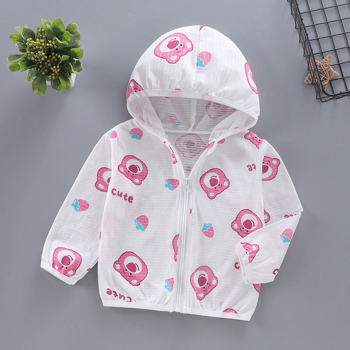 Unisex nan leichte Kapuzenjacke für Kleinkinder mit süßem Tierprint und Reißverschluss  Echo Archiv