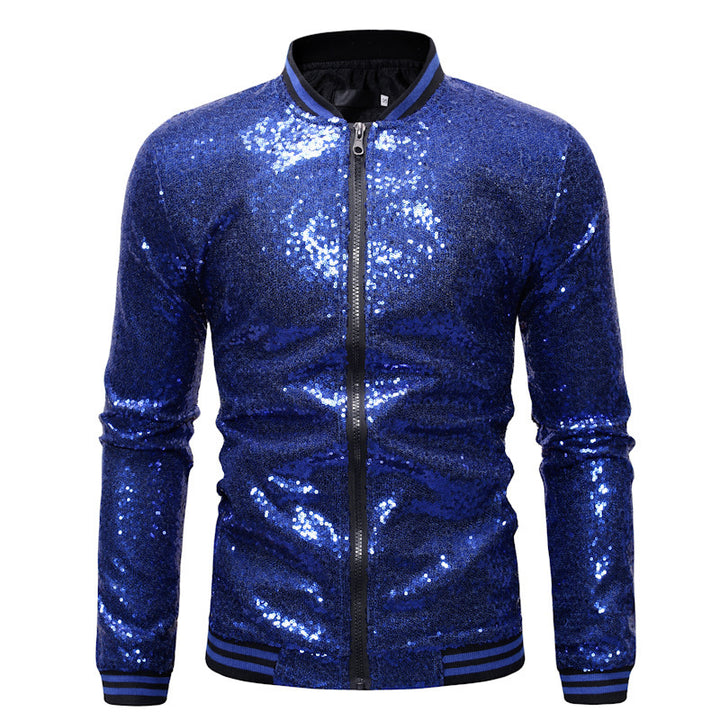 Herren Glitzernde Sportjacke mit Reißverschluss und elastischen Bündchen Echoarchiv