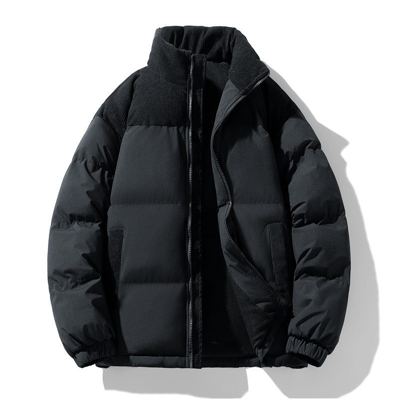 Herren gesteppte Winterjacke mit Cordbesatz, hohem Stehkragen und wärmender Isolierung Echo Archiv