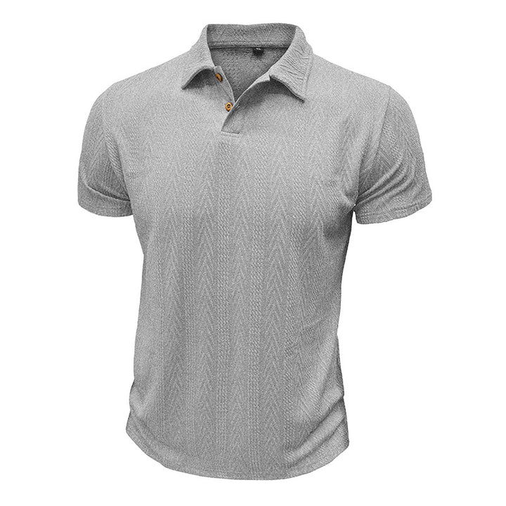 Herren Poloshirt mit strukturiertem Gewebemuster und knöpfbarem Kragen Echoarchiv