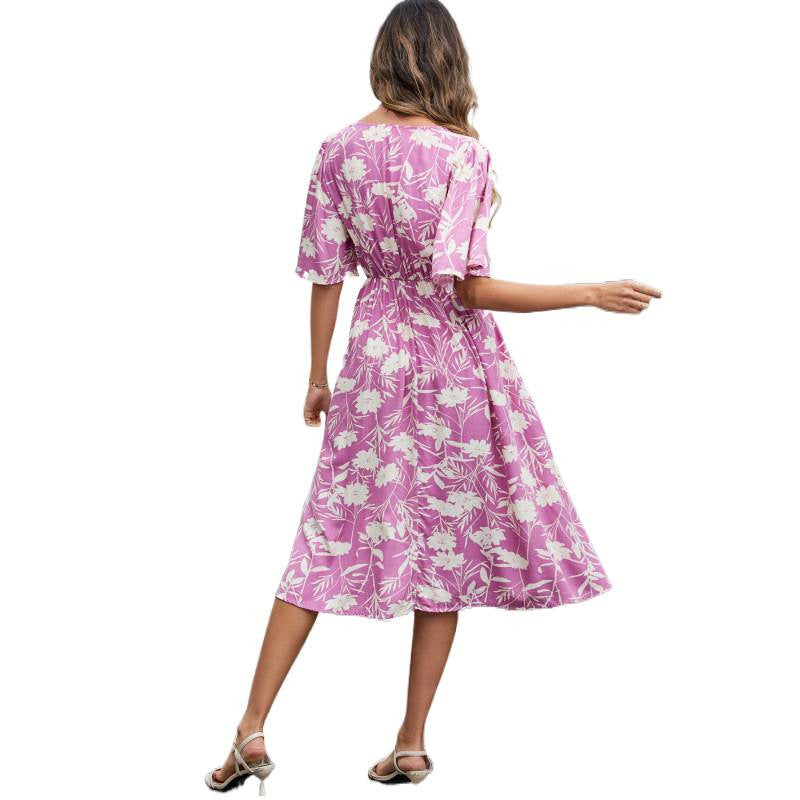 Damen Sommerliches Midikleid mit verspielten Rüschendetails und V-Ausschnitt Echo Archiv