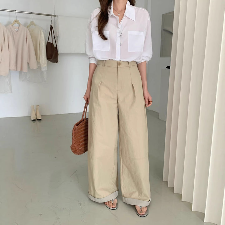 Damen Modische Chinohose mit weitem Schnitt Echo Archiv