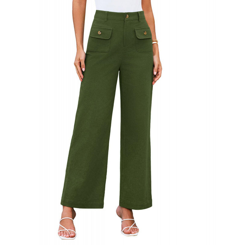 Damen High-Waist Palazzo-Hose mit aufgesetzten Knopf-Taschen Echo Archiv