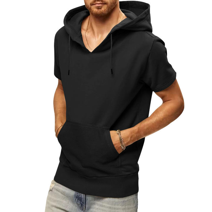 Herren lässiges Kapuzen-T-Shirt mit Fronttasche und modernem Schnitt Echoarchiv