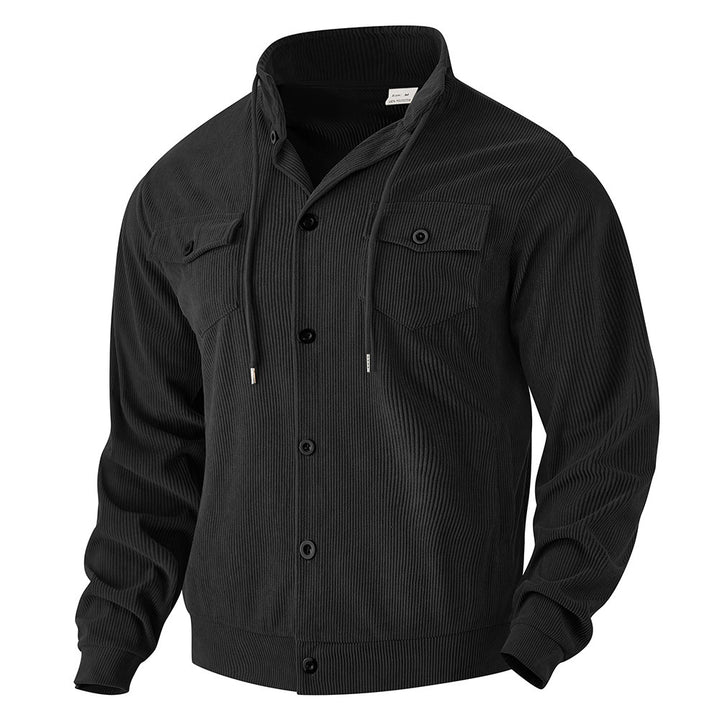 Herren nan strukturierte Cord-Workerjacke mit verdeckter Kapuze, Druckknopfverschluss und aufgesetzten Brusttaschen Echo Archiv
