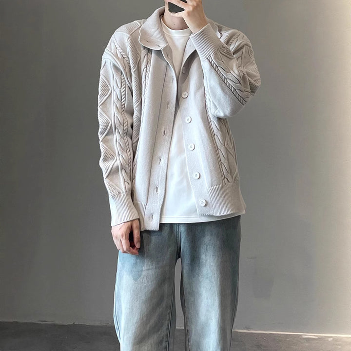 Herren modische Strickjacke mit strukturiertem Muster Echoarchiv