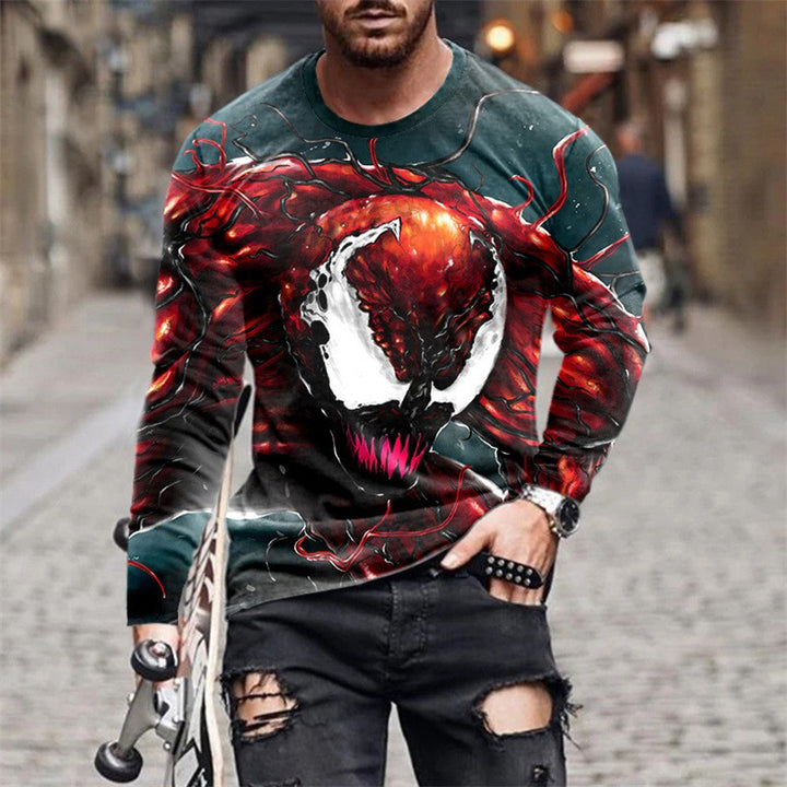 Herren Langarm T-Shirt mit künstlerischem Venom-Design Echoarchiv