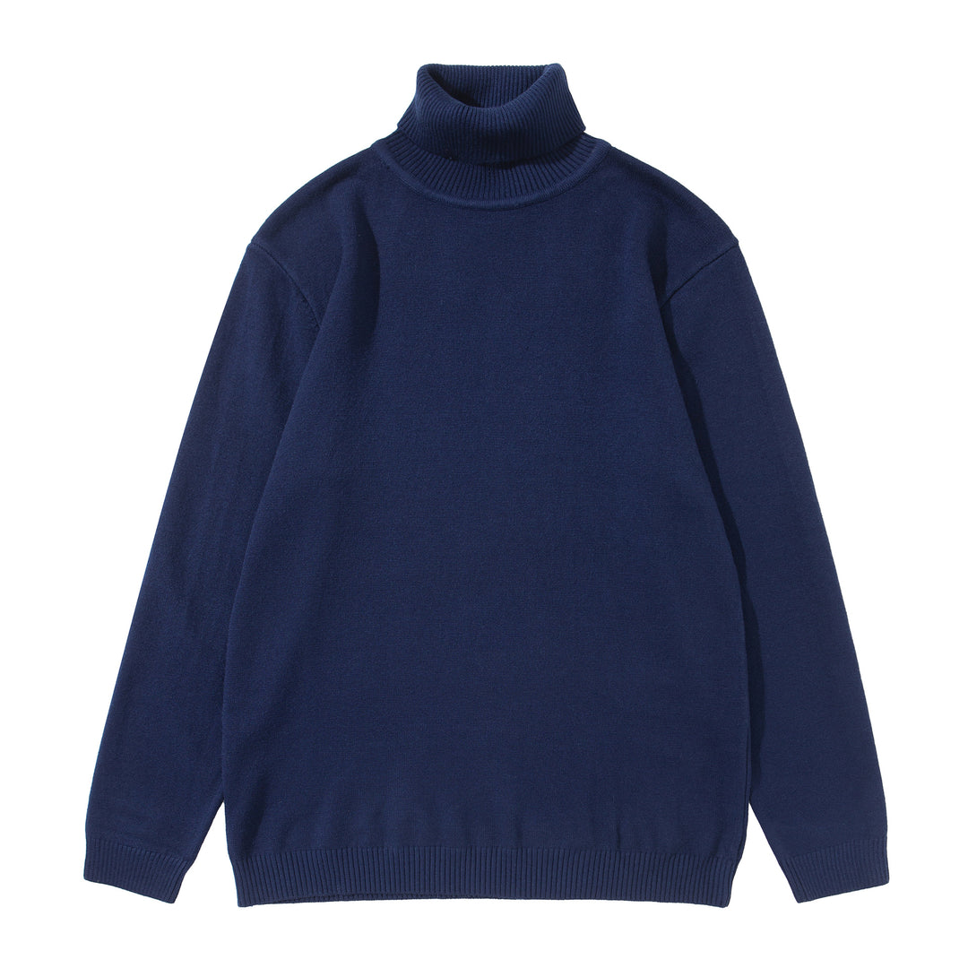 Unisex Rollkragenpullover aus feinem Feinstrick mit geripptem Kragen und überschnittener Schulter Echoarchiv