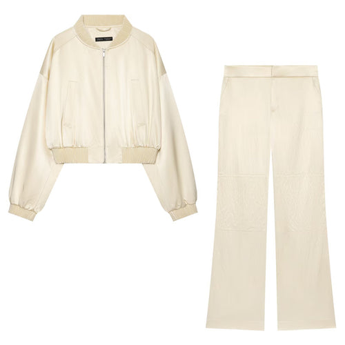Damen Kurzblouson-Set mit Bomberjacke und taillenhoher Weitbein-Hose Echo Archiv