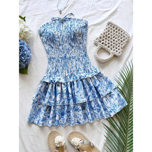 Damen Sommerkleid mit Rüschen und floralen Details Echo Archiv