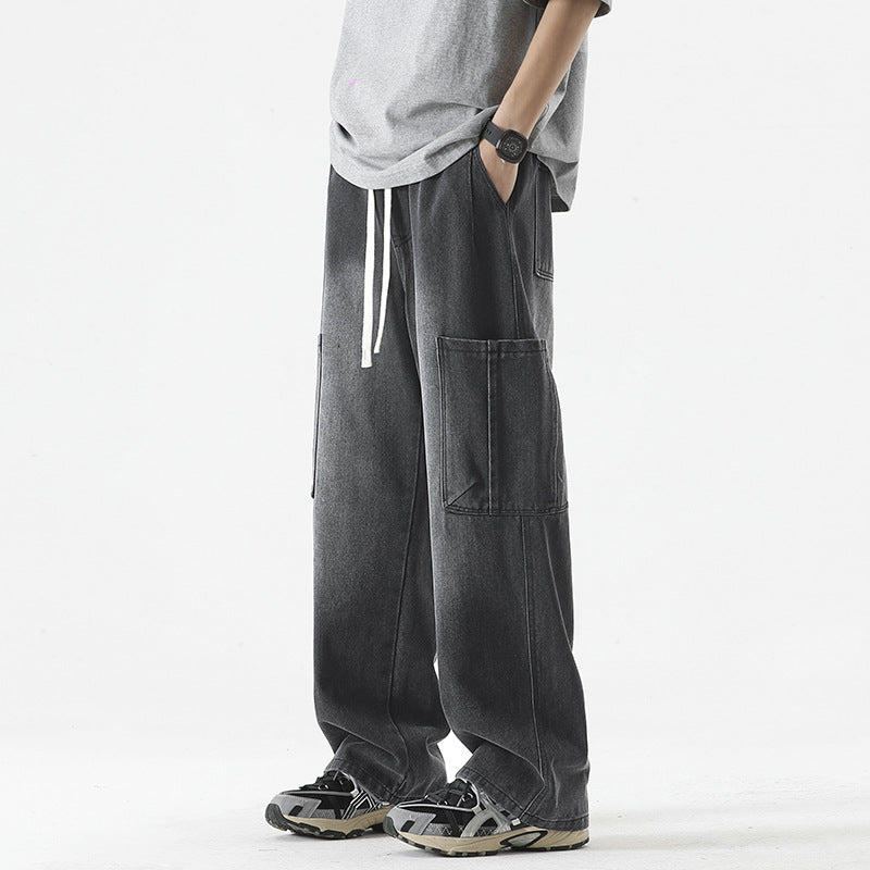 Herren Überdimensionierte Jeans-Hose mit multifunktionalen Taschen Echoarchiv
