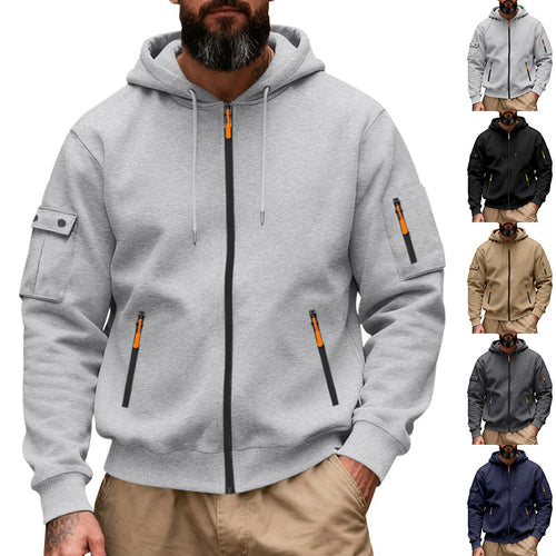 Herren nan funktionale Kapuzen-Sweatjacke mit durchgehendem Reißverschluss und Armtasche Echo Archiv