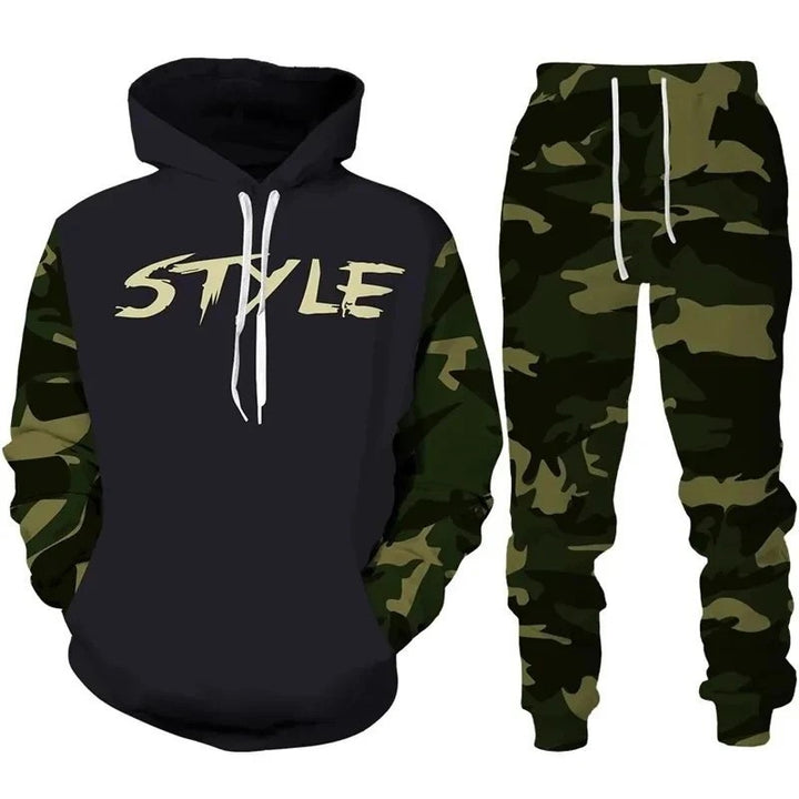 Herren Stylisches Kapuzensweatshirt und Jogginghose Set Echoarchiv