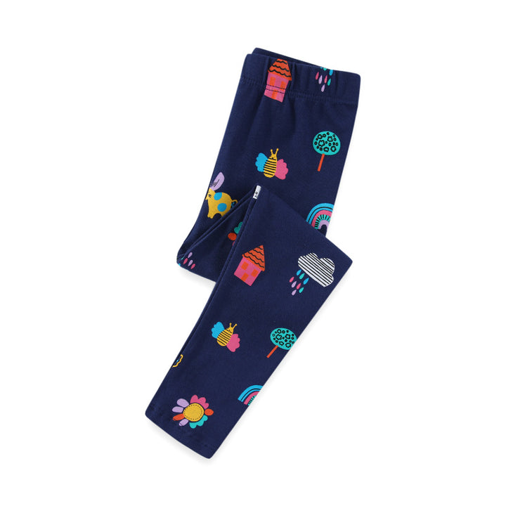 Mädchen Leggings mit buntem Tier- und Hausmuster Echo Archiv